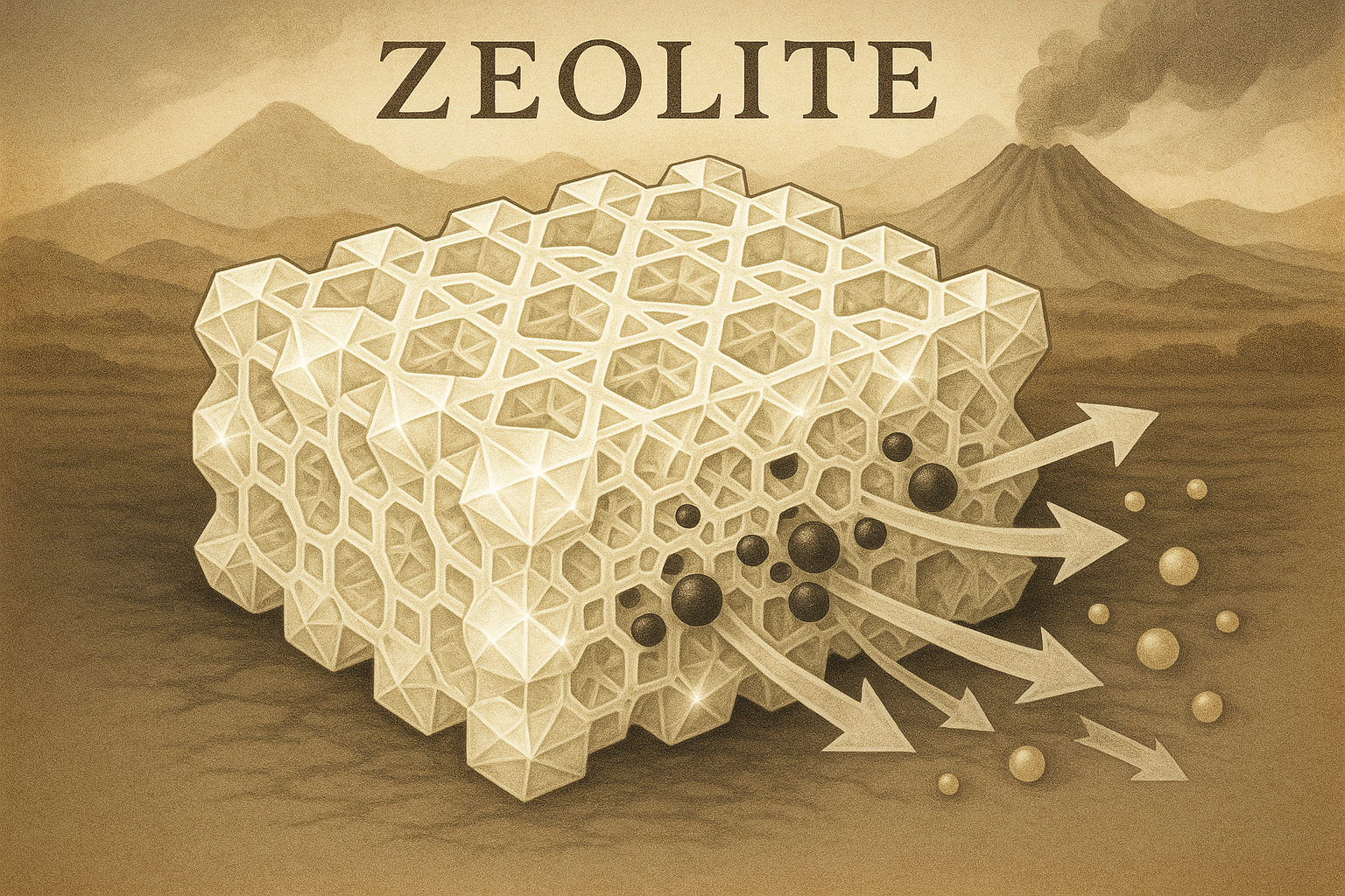 Zeolite is a natural volcanic mineral with a unique crystalline structure that works like a molecular “sieve.”
It can trap heavy metals, toxins, free radicals, and harmful residues while leaving essential minerals in balance.
This makes it one of the most powerful natural detoxifiers known today.
